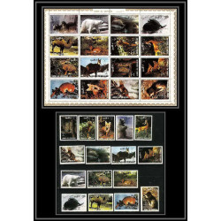 617b - Umm al Qiwain MNH ** Mi N° 1130 / 1145 A + Bloc animals animaux mammals camel squirrel dog lion polar bear fox