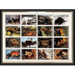 617b - Umm al Qiwain MNH ** Mi N° 1130 / 1145 A + Bloc animals animaux mammals camel squirrel dog lion polar bear fox