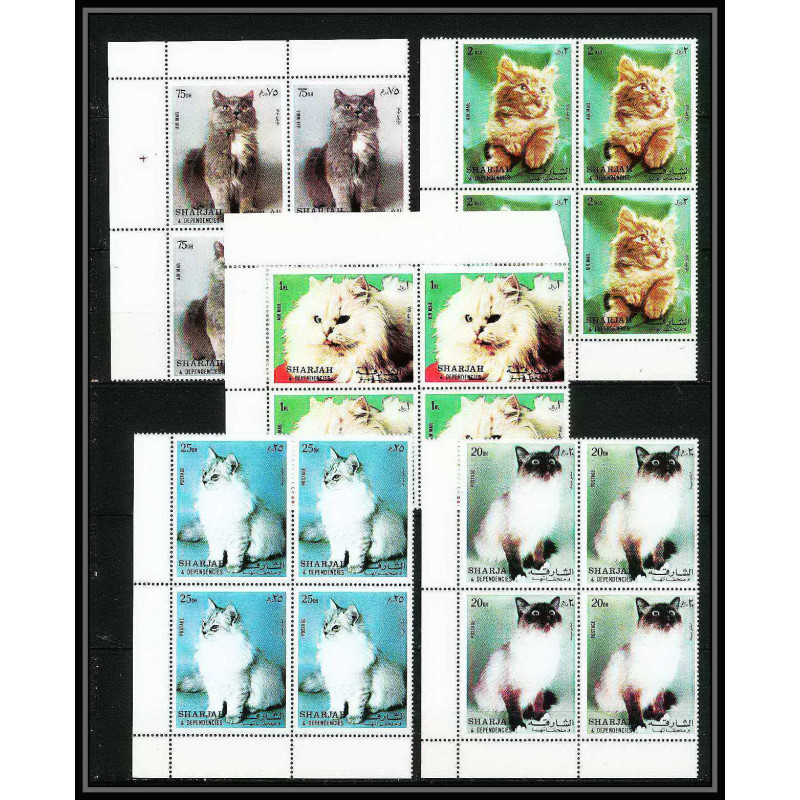 652b Sharjah - MNH ** Mi N° 1030/1034 A Chats (chat cat cats) Bloc 4 