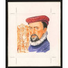 3018 France N°1744 Amiral de Coligny protestant Maquette d'artiste original paint artist work FDC 1973 signé Chesnot