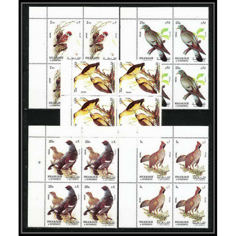 653b Sharjah - MNH ** Mi N° 1036 / 1040 A oiseaux (bird birds oiseau) grouse pigeon least bittern tree sparrow bloc 4