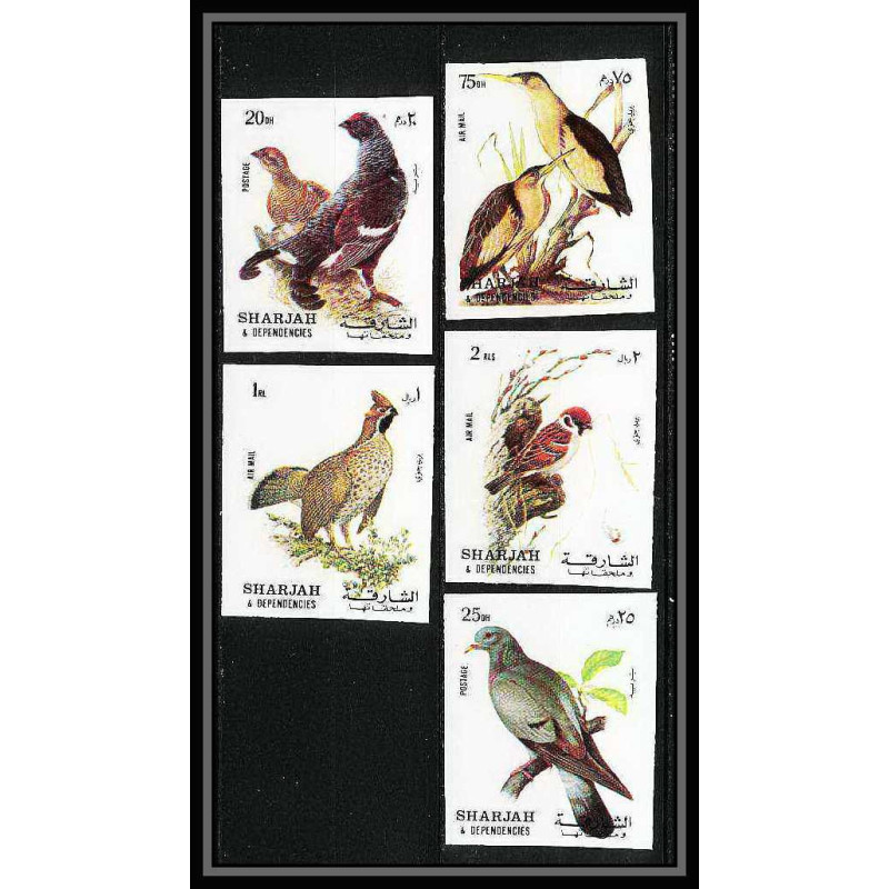 654 Sharjah - MNH ** Mi N° 1036 / 1040 B oiseaux (bird birds oiseau) grouse pigeon non dentelé (Imperf)