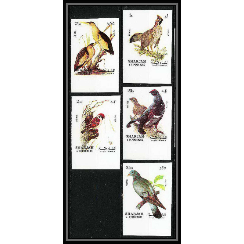 654a Sharjah - MNH ** Mi N° 1036 / 1040 B oiseaux (bird birds oiseau) grouse pigeon non dentelé (Imperf)