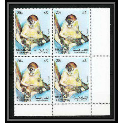655b Sharjah - MNH ** Mi N° 1012 / 1016 A singes (singe monkey monkeys ape apes) colombus mandrill chimpanzee Bloc 4
