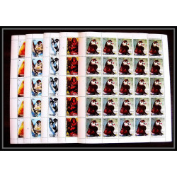 655c Sharjah - MNH ** Mi N° 1012 / 1016 A singes singe monkey monkeys apes mandrill chimpanzee feuilles sheets 