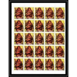 655c Sharjah - MNH ** Mi N° 1012 / 1016 A singes singe monkey monkeys apes mandrill chimpanzee feuilles sheets 