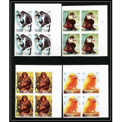 656b Sharjah MNH ** Mi N° 1012 / 1016 B Bloc 4 singes (monkeys apes) colombus mandrill chimpanzee non dentelé (imperf)