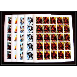 656c Sharjah - MNH ** Mi N° 1012 / 1016 B singes singe monkeys apes chimpanzee feuilles sheets Non dentelé imperf