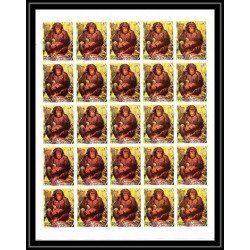 656c Sharjah - MNH ** Mi N° 1012 / 1016 B singes singe monkeys apes chimpanzee feuilles sheets Non dentelé imperf