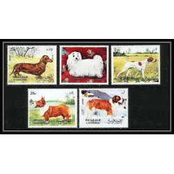 657 Sharjah - MNH ** Mi N° 1024 / 1028 A Chiens (chien dog dogs) pointer st bernard dachshund corgi pomeranian