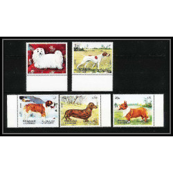 657a Sharjah - MNH ** Mi N° 1024 / 1028 A Chiens (chien dog dogs) pointer st bernard dachshund corgi pomeranian
