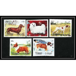658 Sharjah MNH ** Mi N° 1024 / 1028 B Chiens chien dog dogs pointer st bernard dachshund corgi Non dentelé imperf