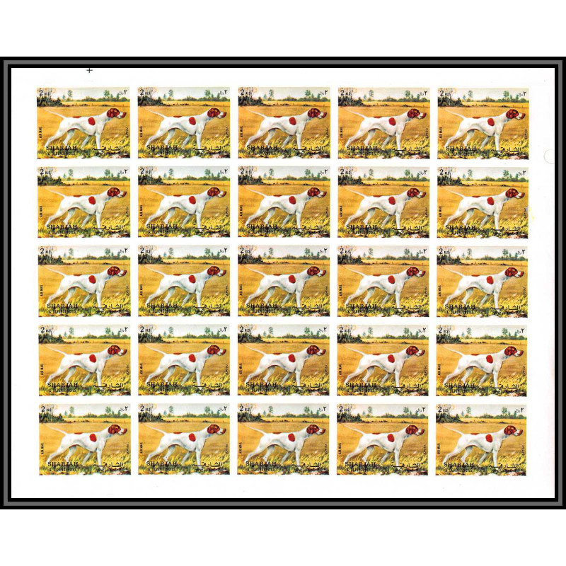 658d Sharjah - MNH ** Mi N° 1028 pointer Chien dog neuf ** non dentelé (imperf) different colors in the same sheet