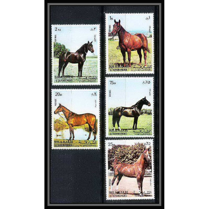 659 Sharjah - MNH ** Mi N° 1006 / 1010 A cheval (chevaux horse horses) 
