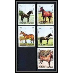 660 Sharjah - MNH ** Mi N° 1006 / 1010 B non dentelé (Imperf) cheval (chevaux horse horses) 