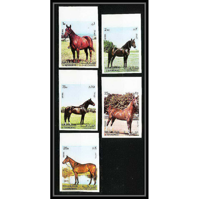 660a Sharjah - MNH ** Mi N° 1006/1010 B non dentelé (Imperf) cheval (chevaux horse horses) 
