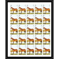 660c Sharjah - MNH ** Mi N° 1006 / 1010 B non dentelé (Imperf) cheval (chevaux horse horses) feuilles sheets