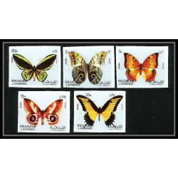 661 Sharjah - MNH ** Mi N° 1018/1022 B papillons (butterflies papillon) non dentelé (Imperf) 