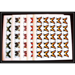 661c Sharjah - MNH ** Mi N° 1018/1022 B papillons (butterflies papillon) non dentelé (Imperf) feuilles sheets