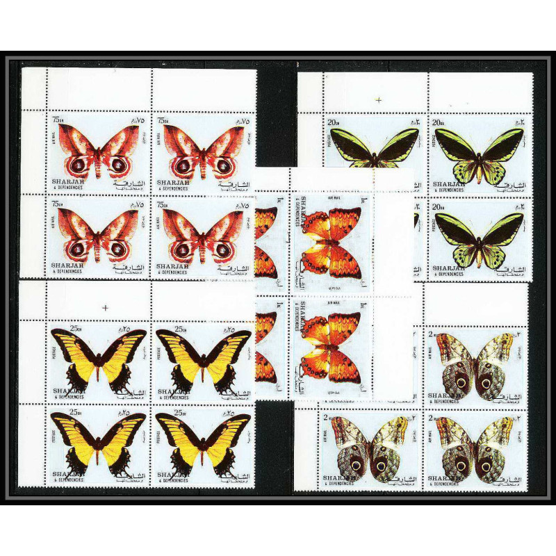 662b Sharjah - MNH ** Mi N° 1018 / 1022 A papillons (butterflies papillon) Bloc 4