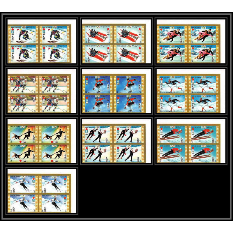 664d - Umm al Qiwain MNH ** Mi N° 454 / 463 B non dentelé (Imperf) jeux olympiques olympic games sapporo 72 bloc 4 