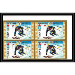 664d - Umm al Qiwain MNH ** Mi N° 454 / 463 B non dentelé (Imperf) jeux olympiques olympic games sapporo 72 bloc 4 
