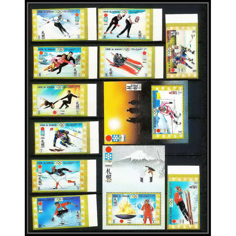 664g Umm al Qiwain MNH ** Mi N° 454/463 B + Bloc 30/31 non dentelé (imperf) jeux olympiques olympic games sapporo 72