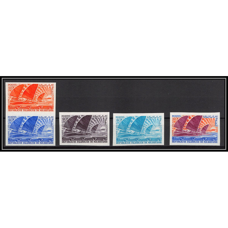 94054f N°254 chars à voile sand yachts mauritanie Essai proof Non dentelé imperf ** MNH 1968 lot 3 couleurs