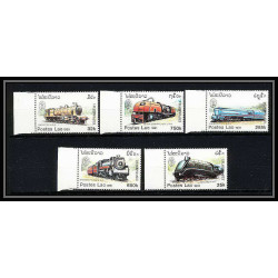 678a laos - lao MNH ** N° 1009 / 1013 Train trains / Railway locomotives 1991