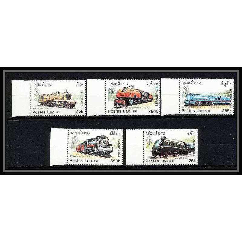 678a laos - lao MNH ** N° 1009 / 1013 Train trains / Railway locomotives 1991