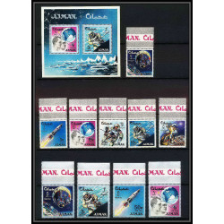 685c Ajman - MNH ** Mi N° 93 / 102 A + Bloc 8 A espace space research gemini mercury atlas booster