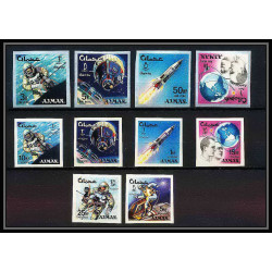 687a Ajman - MNH ** Mi N° 93 / 102 B espace space research gemini mercury atlas booster non dentelé (Imperf)