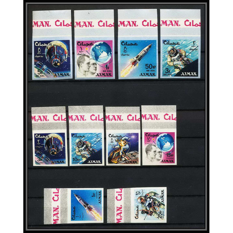 687e Ajman - MNH ** Mi N° 93 / 102 B espace space research gemini mercury atlas booster non dentelé (Imperf)
