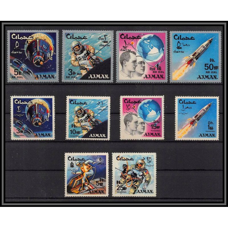 688 Ajman - MNH ** Mi N° 104 A/K A Overprint new currency espace space research gemini mercury atlas booster