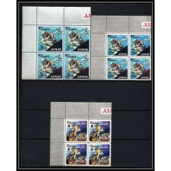 688a Ajman - MNH ** Mi N° 104 A/K A Overprint new currency espace space research gemini mercury atlas booster bloc 4
