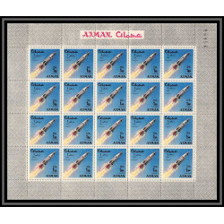 688b Ajman - MNH ** Mi N° 104 A/K A Overprint new currency espace space research gemini mercury atlas feuilles sheets