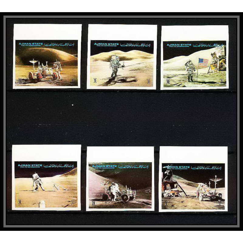 689a Ajman MNH ** Mi N° 1267 / 1272 B Apollo 15 exploration of the moon's surface espace (space) Non dentelé imperf