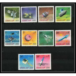 690 Ajman - MNH ** Mi N° 257 / 266 A probes Satellites espace space research explorer luna lunik surveyor san marco
