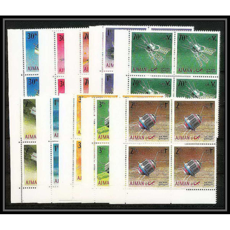 690b Ajman - MNH ** Mi N° 257 / 266 A probes Satellites espace space research explorer luna lunik surveyor Bloc 4
