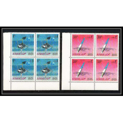 690b Ajman - MNH ** Mi N° 257 / 266 A probes Satellites espace space research explorer luna lunik surveyor Bloc 4
