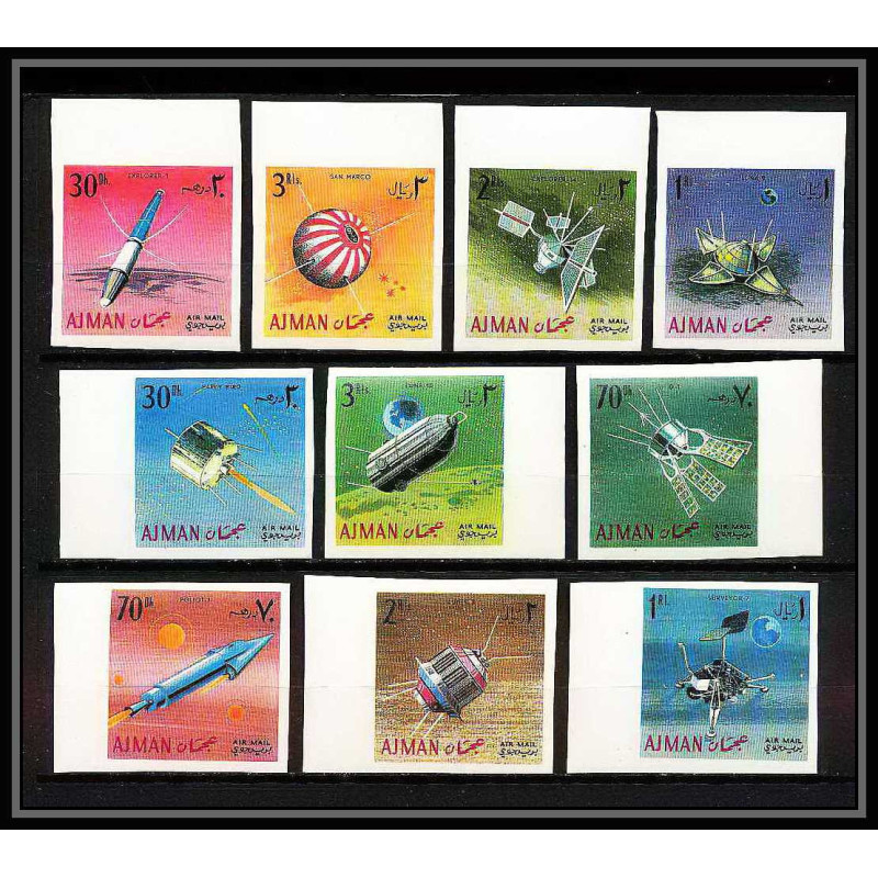 692 Ajman - MNH ** Mi N° 257 / 266 B probes Satellites espace space research explorer luna non dentelé (Imperf)
