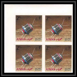 692a Ajman - MNH ** Mi N° 257 / 266 B probes Satellites espace space research explorer Bloc 4 non dentelé (Imperf)
