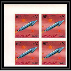 692a Ajman - MNH ** Mi N° 257 / 266 B probes Satellites espace space research explorer Bloc 4 non dentelé (Imperf)