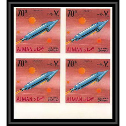 692b Ajman - MNH ** Mi N° 257 / 266 B probes Satellites espace space research explorer Bloc 4 non dentelé (Imperf)