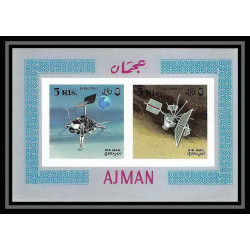 693 Ajman - MNH ** Mi Bloc N° 35 B probes Satellites espace space research explorer surveyor non dentelé (Imperf)