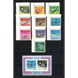 695c Manama - MNH ** Mi N° 87 / 96 A + Bloc N° 8 A probes Satellites espace space research explorer luna lunik 