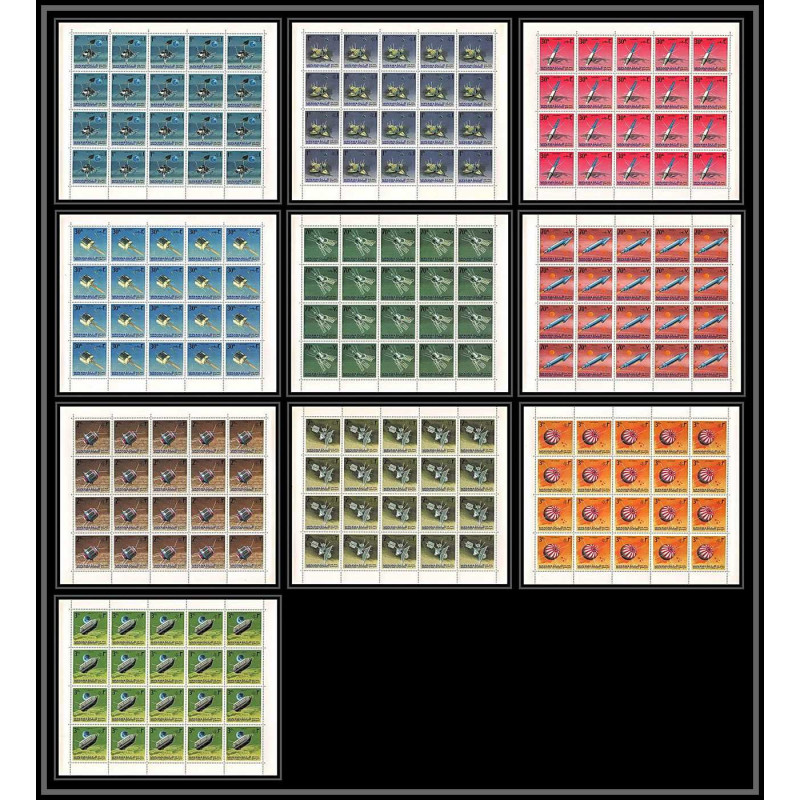 695e Manama - MNH ** Mi N° 87 / 96 A probes Satellites espace space research explorer luna lunik feuilles sheets
