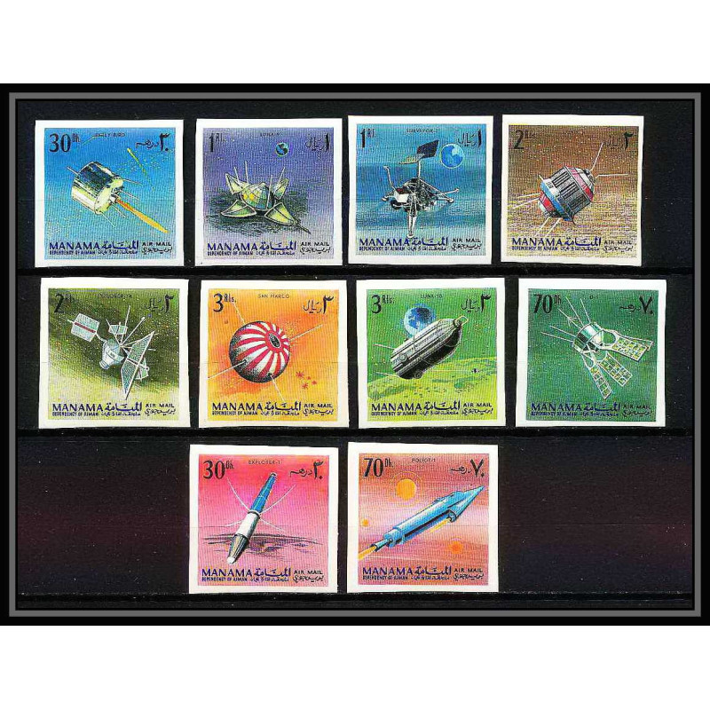 698 Manama - MNH ** Mi N° 87 / 96 B probes Satellites espace space research explorer luna lunik Non dentelé imperf