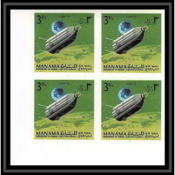 698b Manama MNH ** Mi N° 87 / 96 B probes Satellites espace space research explorer luna Bloc 4 Non dentelé imperf