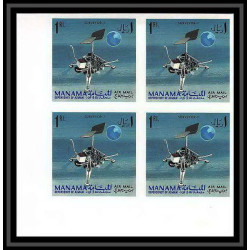698b Manama MNH ** Mi N° 87 / 96 B probes Satellites espace space research explorer luna Bloc 4 Non dentelé imperf